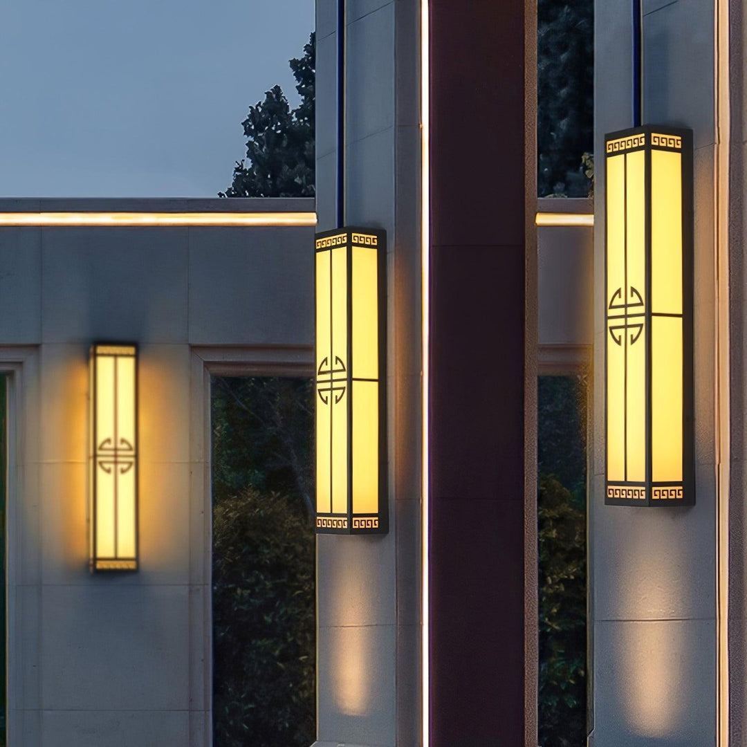 Modern Gold Outdoor Wall Light with Decorative Black Accents