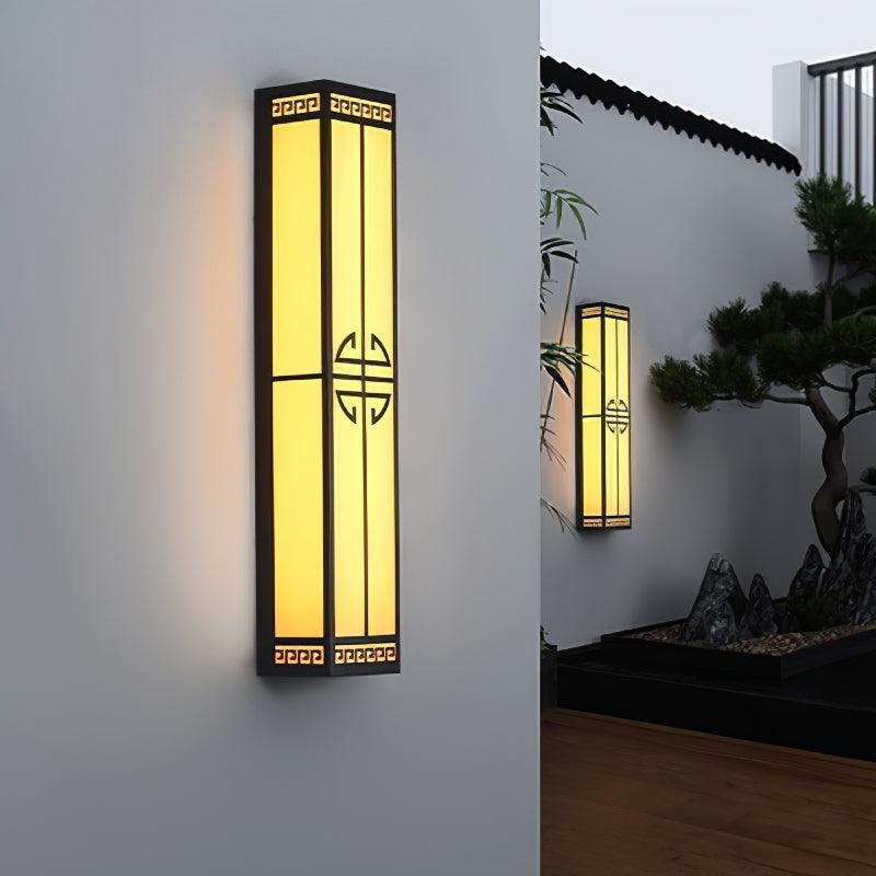 Modern Gold Outdoor Wall Light with Decorative Black Accents