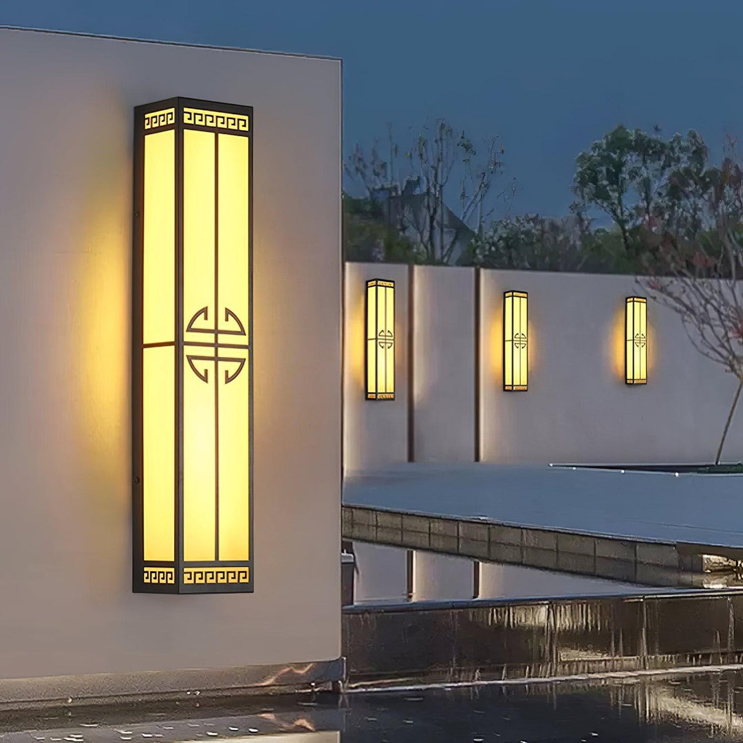 Modern Gold Outdoor Wall Light with Decorative Black Accents