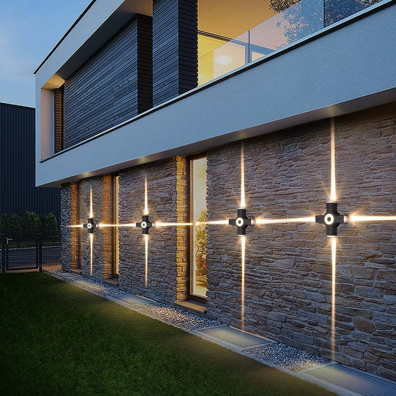 Modern Minimalist LED Cross Outdoor Wall Lamp - 2, 3, or 4-Light Options