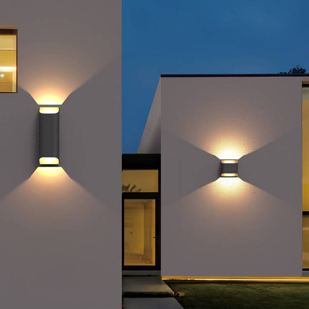 Modern LED Up-Down Outdoor Wall Lamp - Solar & Hardwired Options