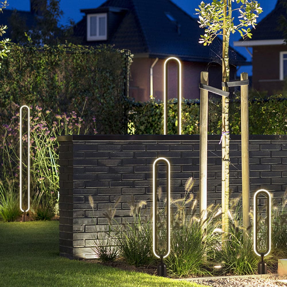 Modern Metal Solar Outdoor Path Light with Elliptical Ring