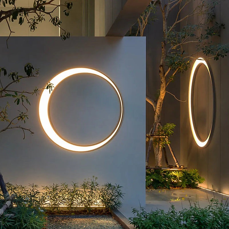 Modern Moon-Inspired Round LED Outdoor Wall Lamp – Waterproof and Sleek