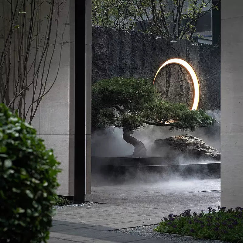 Modern Moon-Inspired Round LED Outdoor Wall Lamp – Waterproof and Sleek