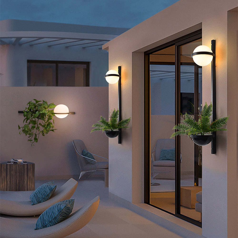 Modern Outdoor Wall Lamp with Globe Design – Solar or Hardwired Options