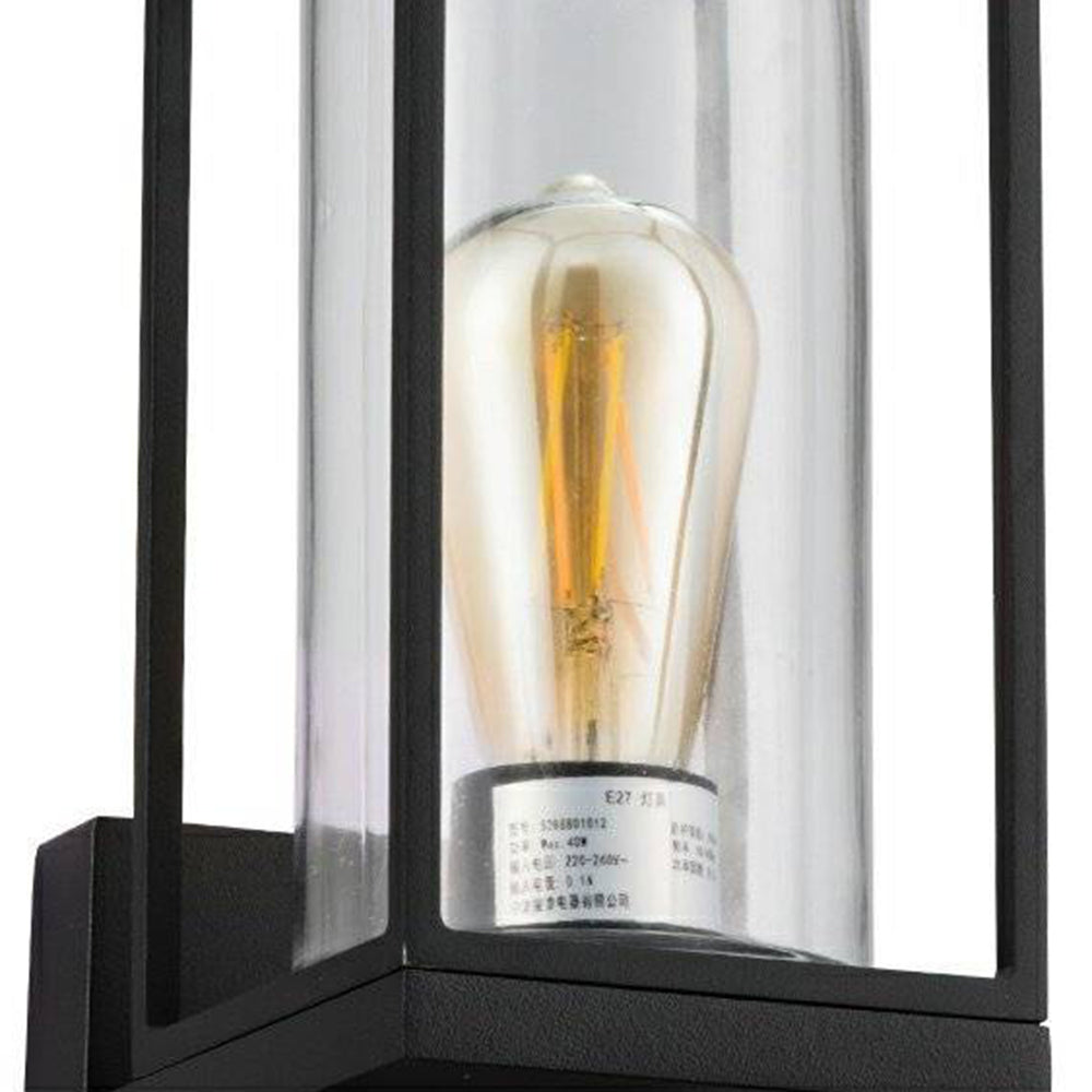 Modern Rectangular Metal and Glass Outdoor Wall Lamp with Waterproof Design
