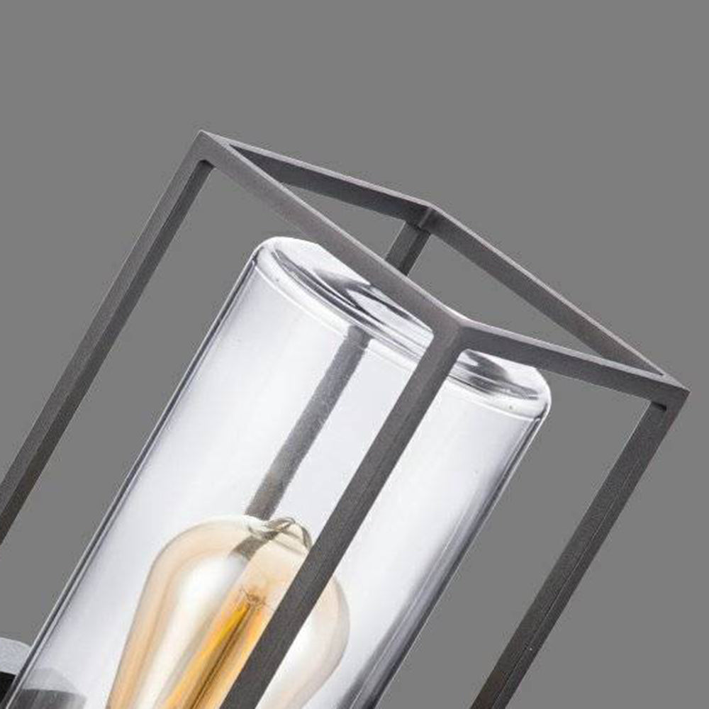 Modern Rectangular Metal and Glass Outdoor Wall Lamp with Waterproof Design