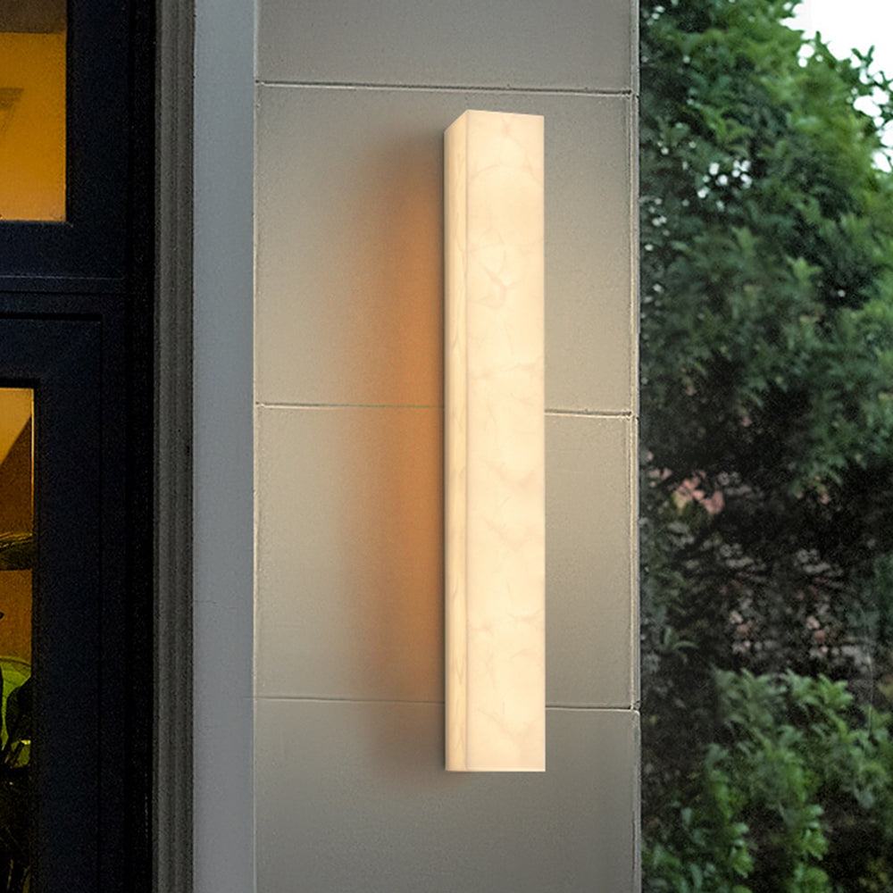Modern Rectangular Outdoor Wall Lamp – Slim Marble Waterproof Design