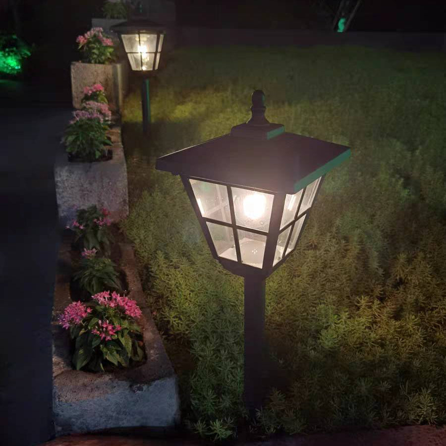 Modern Solar Outdoor Bollard Light - Black Metal and Acrylic Design