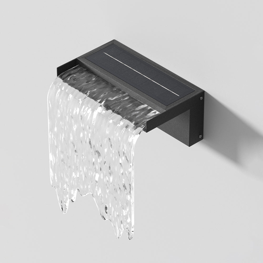 Modern Solar Outdoor Wall Lamp with Flowing Water Effect