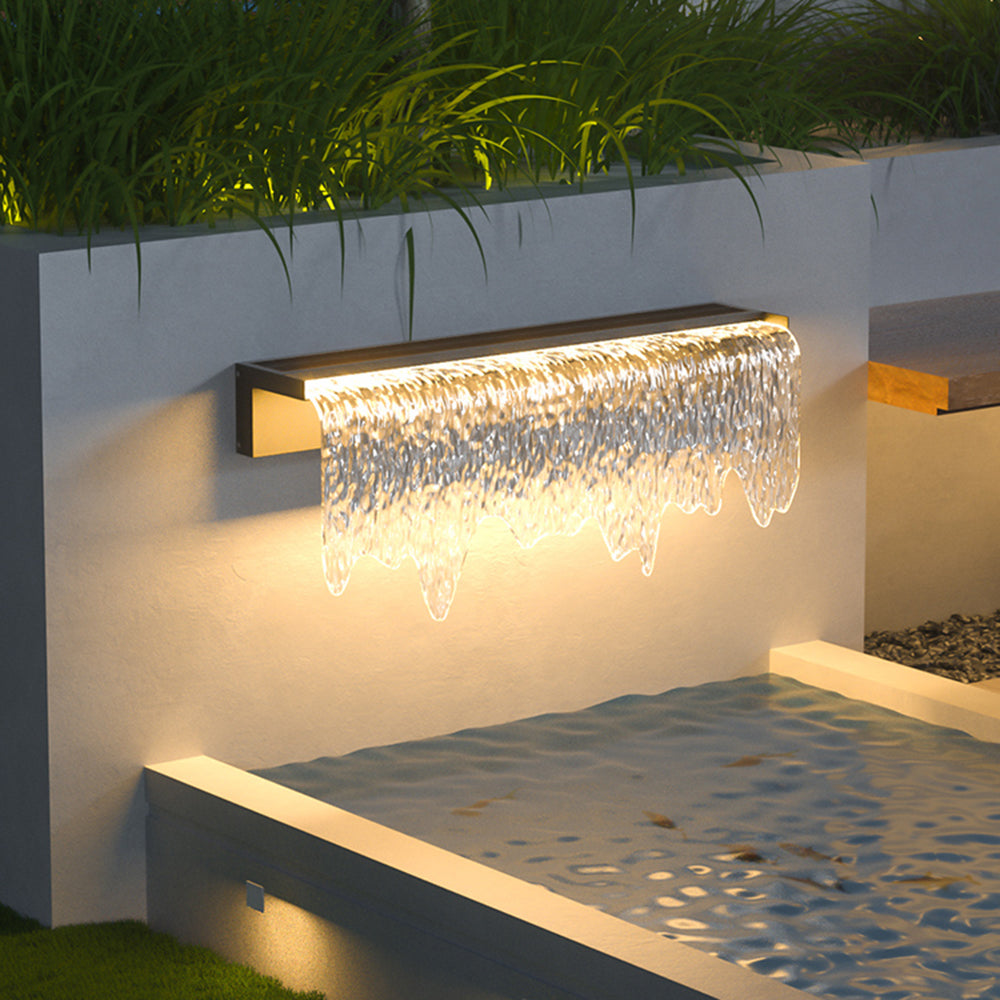 Modern Solar Outdoor Wall Lamp with Flowing Water Effect