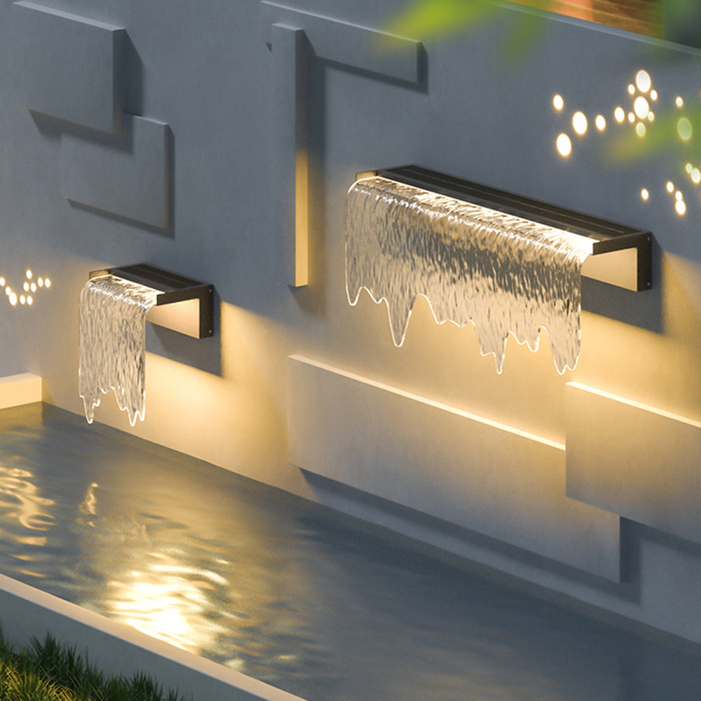 Modern Solar Outdoor Wall Lamp with Flowing Water Effect