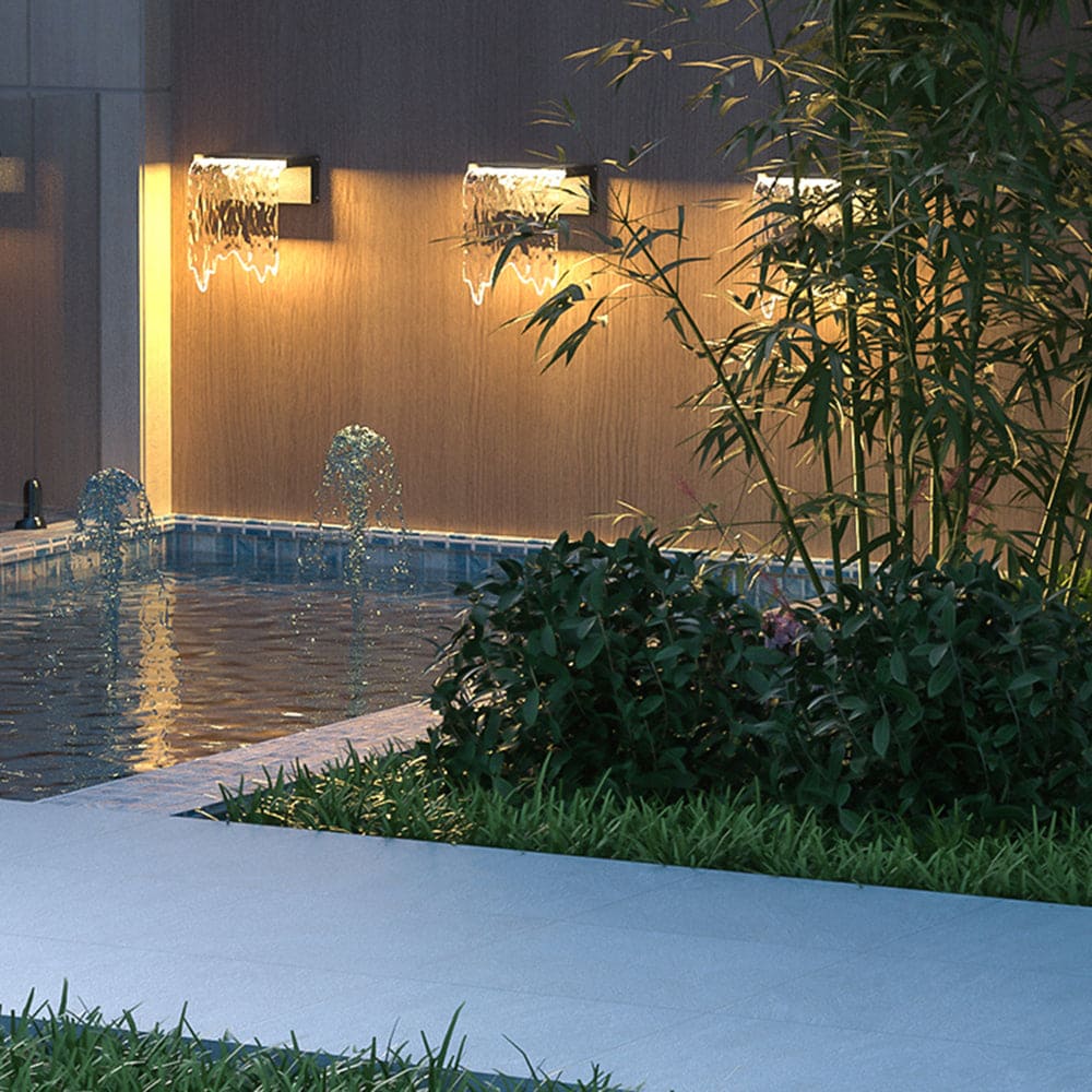 Modern Solar Outdoor Wall Lamp with Flowing Water Effect
