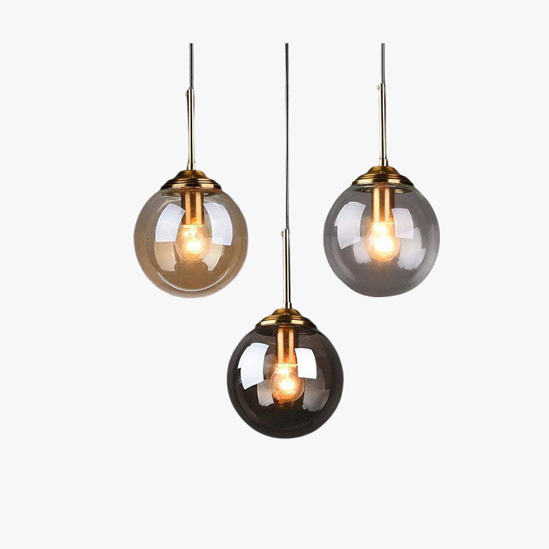 Modern Sphere Pendant Light with Amber Glass