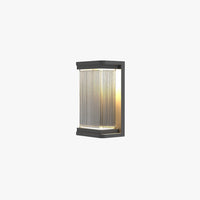 Rectangular Glass Outdoor Wall Lamp with Vertical Pattern Glass