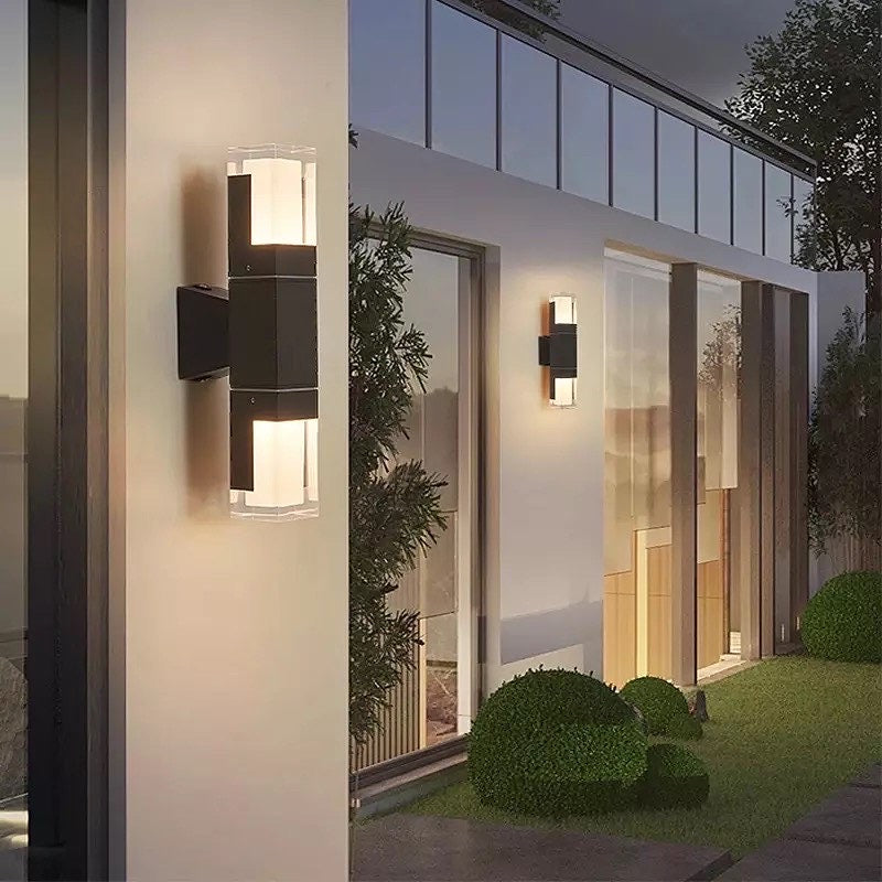 Modern Rectangular Metal Outdoor Wall Lamp with Sensor