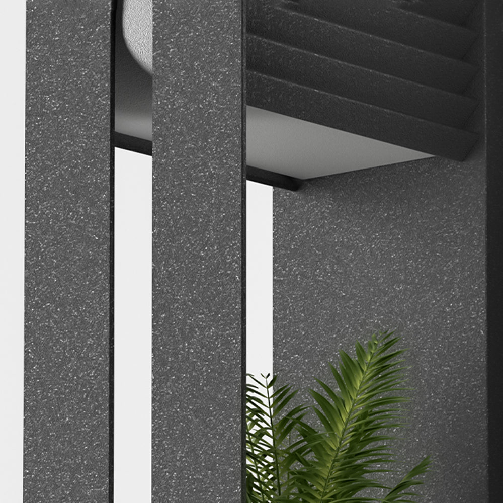 Modern Solar-Powered Rectangular LED Outdoor Wall Lamp with Plant Holder