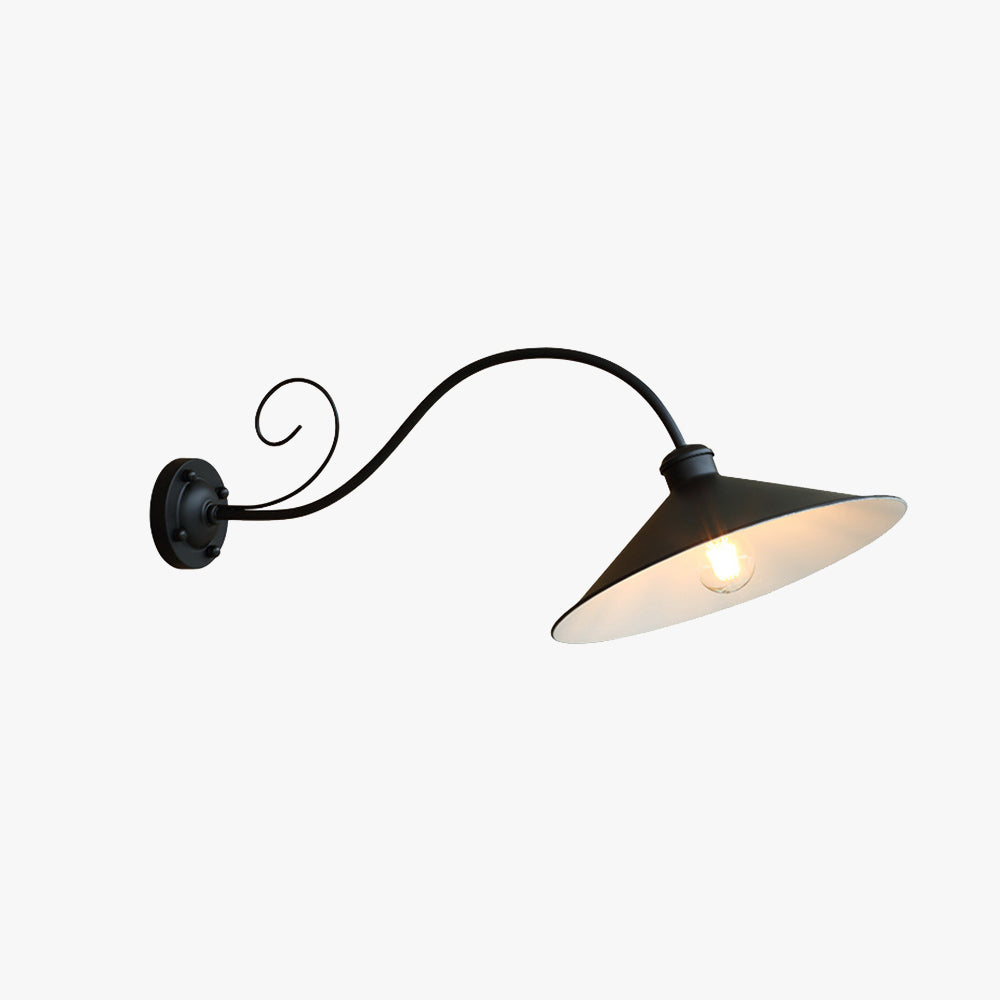 Vintage cap-shaped outdoor wall lamp in black or antique silver, offering waterproof design for courtyards, patios, and terraces.

