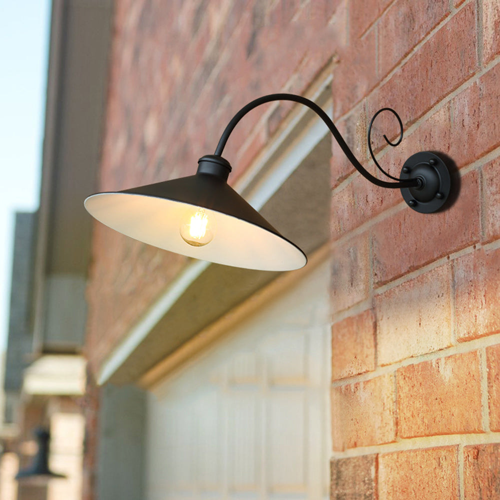 Vintage Cap-Shaped Outdoor Wall Lamp – Black or Antique Silver, Waterproof