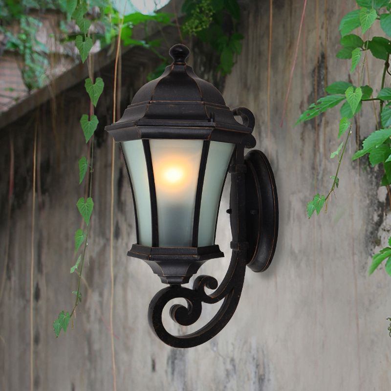 Vintage Lantern Metal and Glass Outdoor Wall Lamp for Courtyards and Gardens