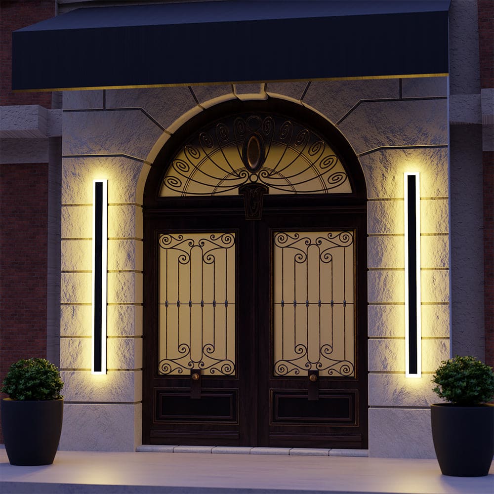 Waterproof Black LED Outdoor Wall Lamp with Modern Linear Design